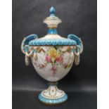 A Royal Worcester twin handled Adams Style vase and cover,