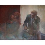 Ivor John Davies "Y Barddd Y Man Y Bo Neirtheint A Gaffo" Oil on Board Signed Arts Council of Great