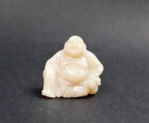 An opalescent hardstone figure of Hotei, seated,