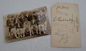 A Gloucestershire Cricket team 1929 postcard together with "The team who brought back the Ashes"