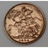 A Victorian gold sovereign dated 1898