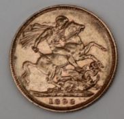 A Victorian gold sovereign dated 1898