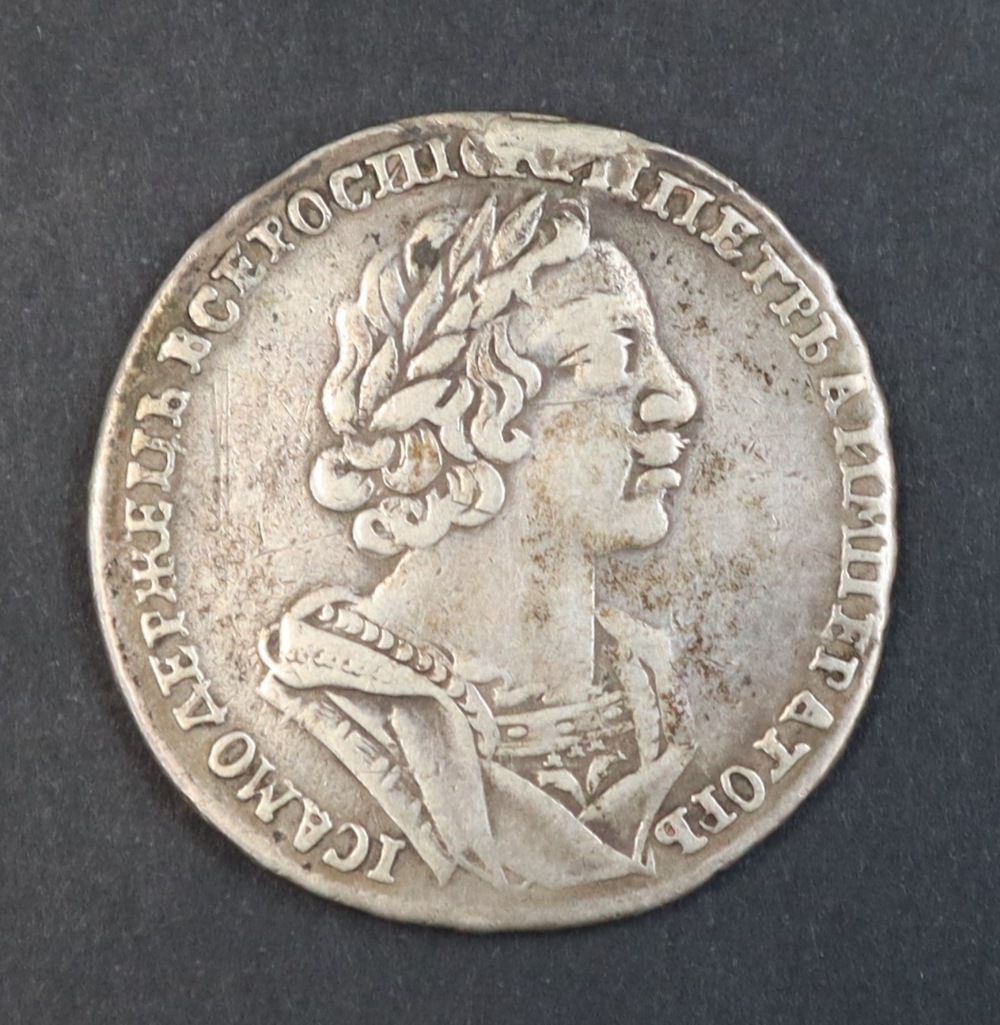A Peter the Great Russian silver rouble, dated 1725,
