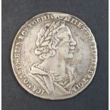 A Peter the Great Russian silver rouble, dated 1725,