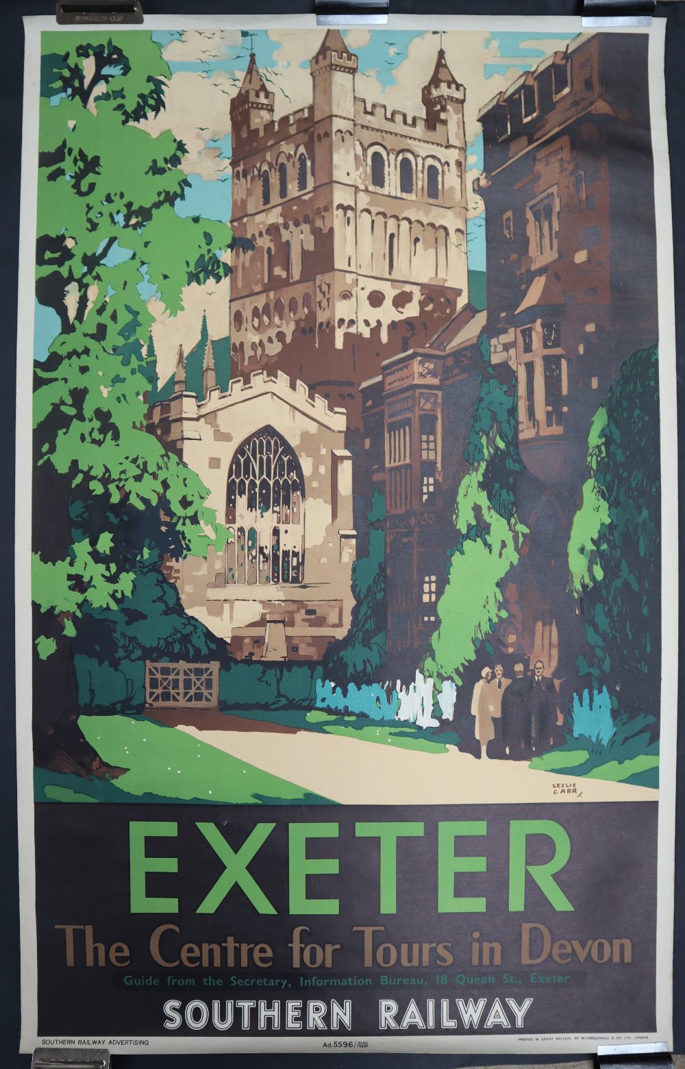 After Leslie Carr (1891-1969) Exeter The Centre for Tours in Devon Southern Railways Travel Poster - Image 2 of 2
