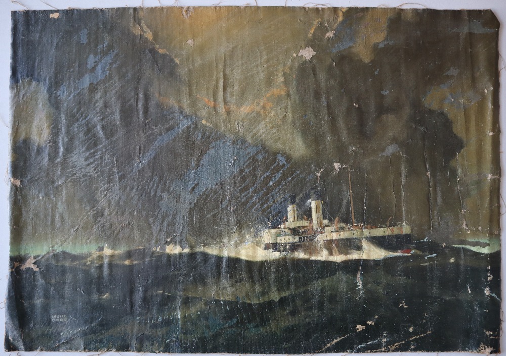 Leslie Carr (1891-1969) A steam ship at sea Oil on canvas (unframed) Signed 52. - Image 2 of 5