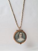 19th Century British School Head and shoulders portrait of a maiden A miniature mounted in yellow