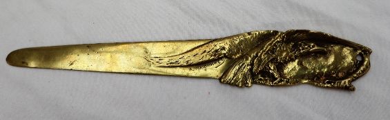 Albert Marionnet - a gilt bronze eagle paper knife, signed, the reverse stamped with text,