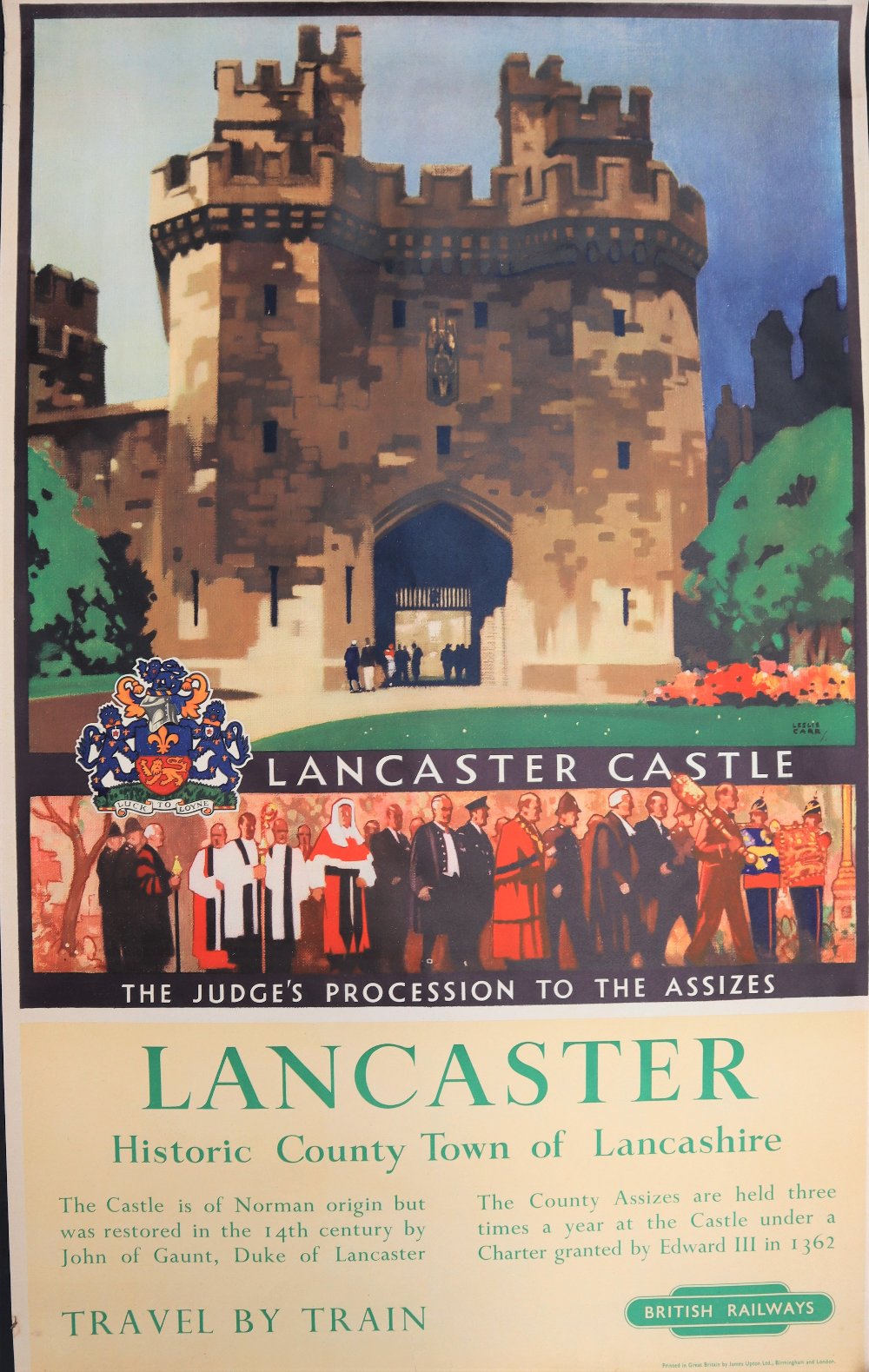 After Leslie Carr (1891-1969) Lancaster Historic County Town of Lancashire British Railways Travel