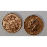 Two George V gold sovereigns,