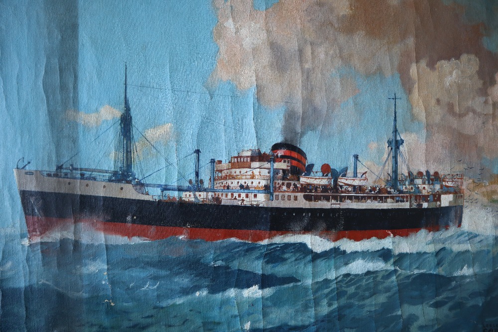 Leslie Carr (1891-1969) A cruise liner at sea Oil on canvas (unframed) Signed 60- x 72. - Image 4 of 6