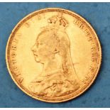 A Victorian gold sovereign dated 1892