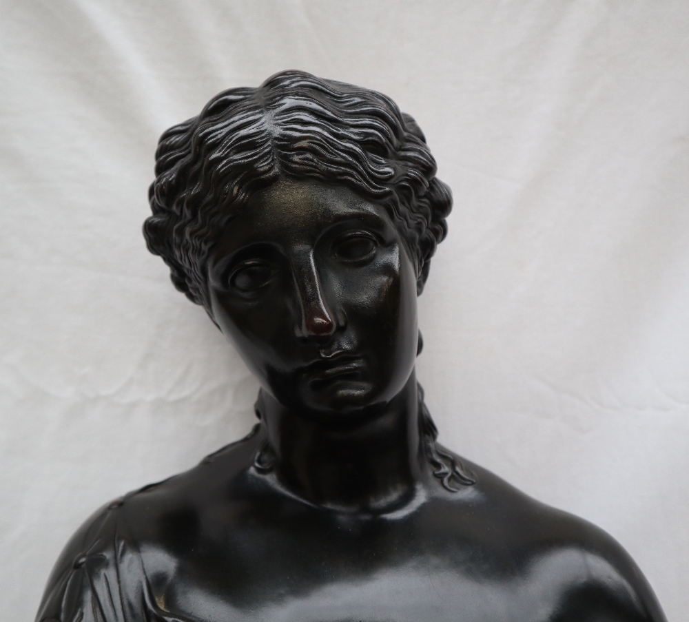 Head and shoulders portrait of a maiden Bronzed copper over plaster 52cm high On a later ebonised - Image 2 of 10