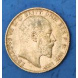 An Edward VII gold sovereign,