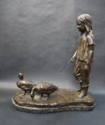Philip Blacker A girl herding ducks Bronze Initialled and dated '02 Limited edition No.