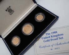 The 1988 United Kingdom Gold Proof Set, comprising a two pounds,