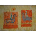 George MacCann (20th century) The Meeting - Two Grecian warriors on horseback Oil on