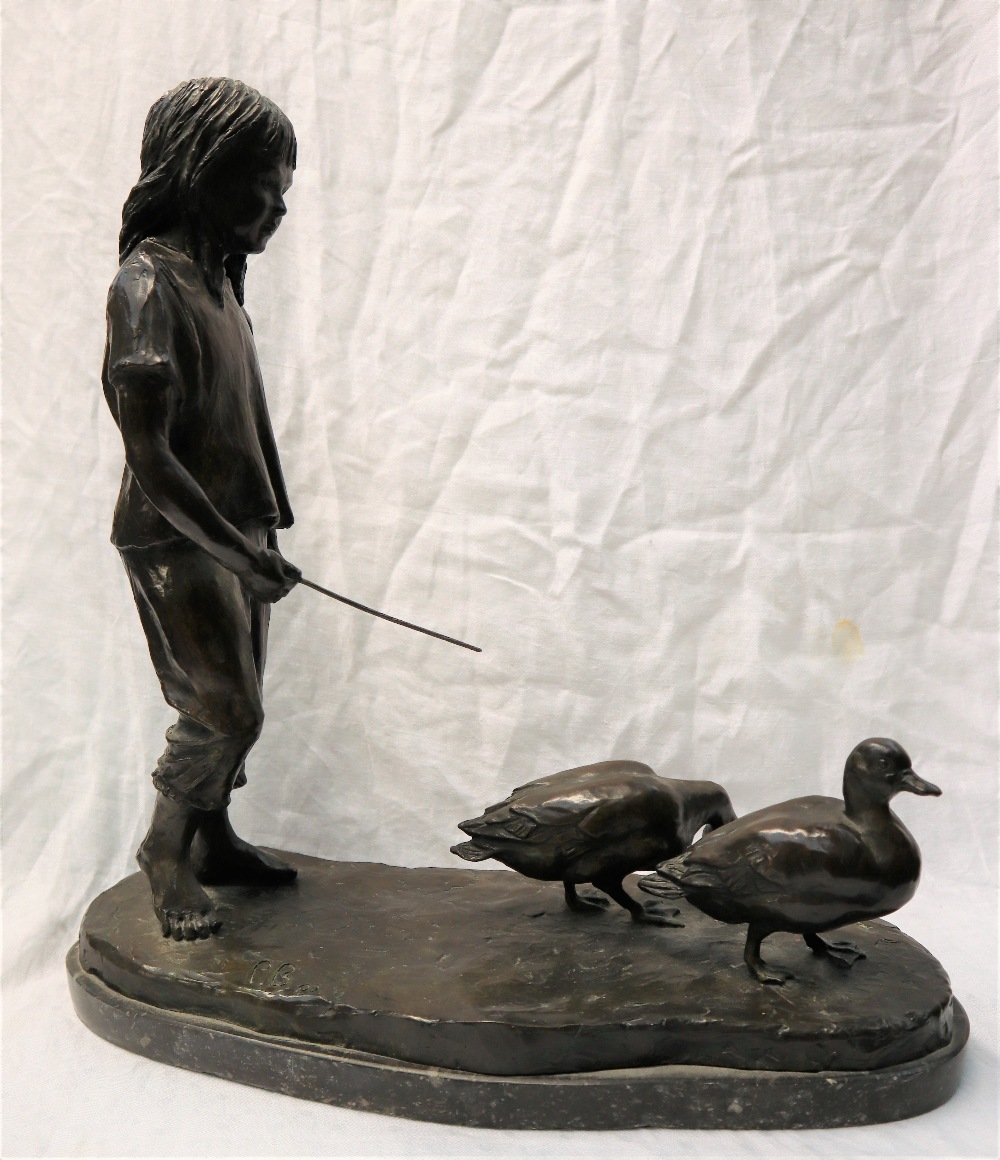 Philip Blacker A girl herding ducks Bronze Initialled and dated '02 Limited edition No. - Image 14 of 15