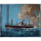 Leslie Carr (1891-1969) A cruise liner at sea Oil on canvas (unframed) Signed 60- x 72.