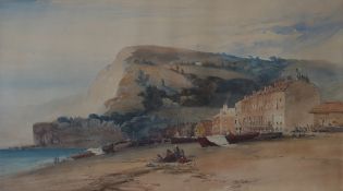 John Callow Beach Scene Watercolour Signed and dated 1856 Mount inscribed Leger Galleries Label