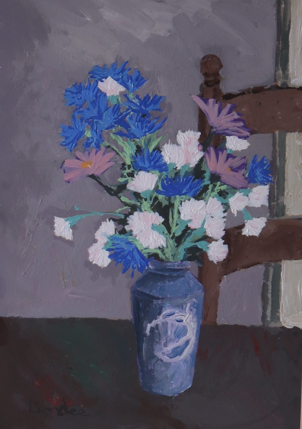 Lauren Lindee Still life study of a vase of flowers Acrylics Signed 33 x 23cm Together with - Image 4 of 6