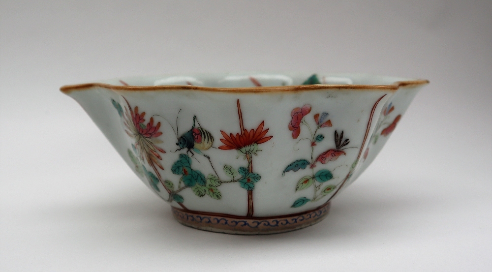 A Chinese famille rose porcelain bowl of lobed shape, - Image 2 of 9