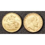 Two Edward VII gold sovereigns,