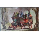 Leslie Carr (1891-1969) London and Bath Steam Carriage Oil on paper (unframed) Signed Rough.