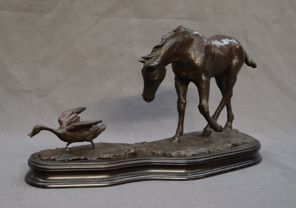 Philip Blacker A foal chasing a duck Bronze Initialled and dated '94 On a shaped wooden base 39cm - Image 4 of 8