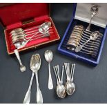 A set of six French white metal tea spoons, Minerva, H&C,