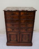 A Victorian marble topped walnut side cabinet,