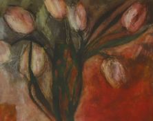 Vivienne Williams Tulips Acrylics on paper Signed 40 x 50.