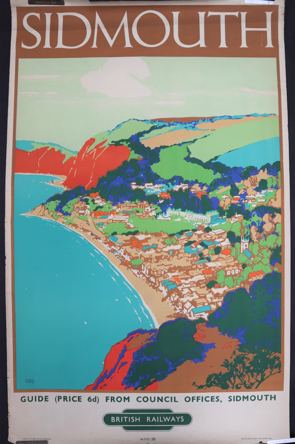 After Leslie Carr (1891-1969) Sidmouth British Railways Travel Poster Lithograph printed in colours - Image 2 of 3