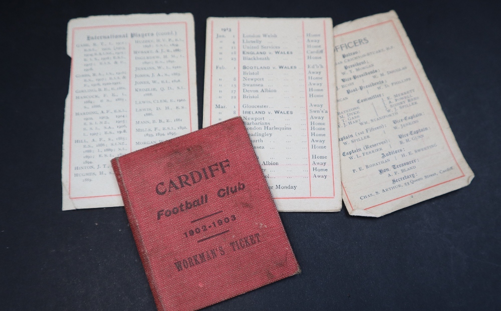 Cardiff Football Club - 1902-1903 Workman's ticket with team fixtures and tickets 3,4,10,11,12,16, - Image 2 of 4