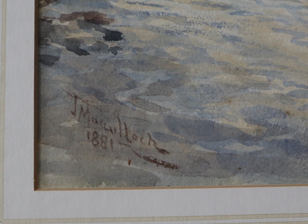 J MacCulloch A landscape scene with a fisherman in the foreground Watercolour Signed and dated - Image 3 of 6