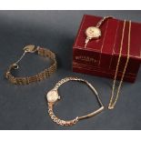 A 9ct yellow gold four bar bracelet, together with a 9ct gold necklace, approximately 14 grams,