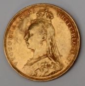 A Victorian gold sovereign dated 1890