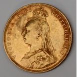 A Victorian gold sovereign dated 1890