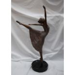 Mario Jason Estrella A ballerina on point with arms raised Bronze with silvered decoration On a