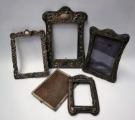 A Victorian silver photograph frame, decorated with scrolling leaves, Birmingham, 1899,