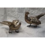 A Pair of Elizabeth II silver pheasants, with cast feather decoration, import marks for London,