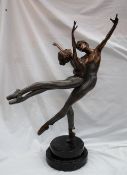 Mario Jason Adagio II A ballet dancer and ballerina Bronze with cold painted pigments On a stepped
