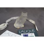 A Lalique frosted glass model of a seated cat, signed Lalique France to the base,
