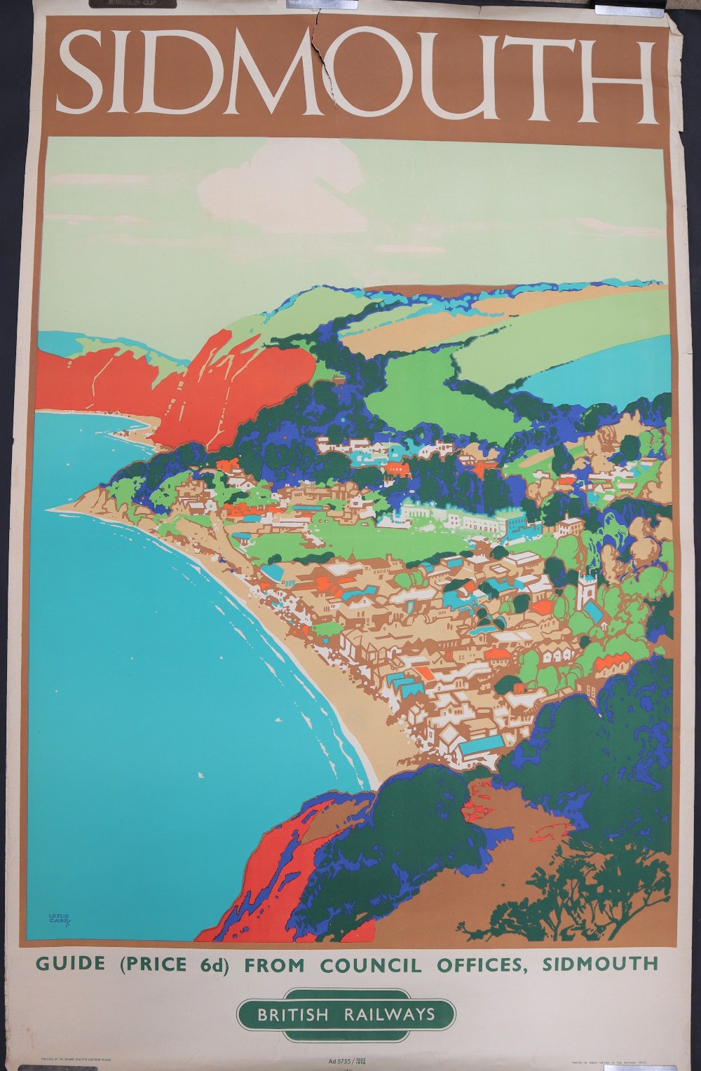 After Leslie Carr (1891-1969) Sidmouth British Railways Travel Poster Lithograph printed in colours - Image 2 of 4