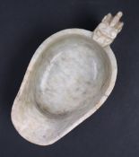 A Chinese marbled green and white jade jug, of archaic form,