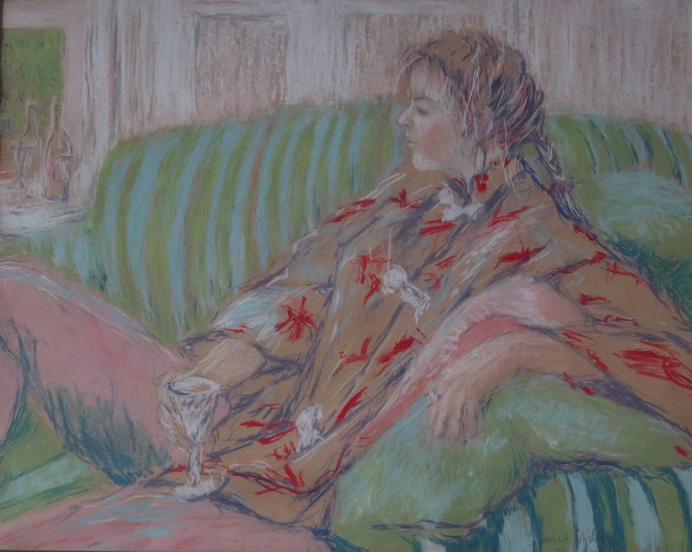 Deenagh Miller Portrait of a lady reclining Pastels Signed 49.5 x 61.