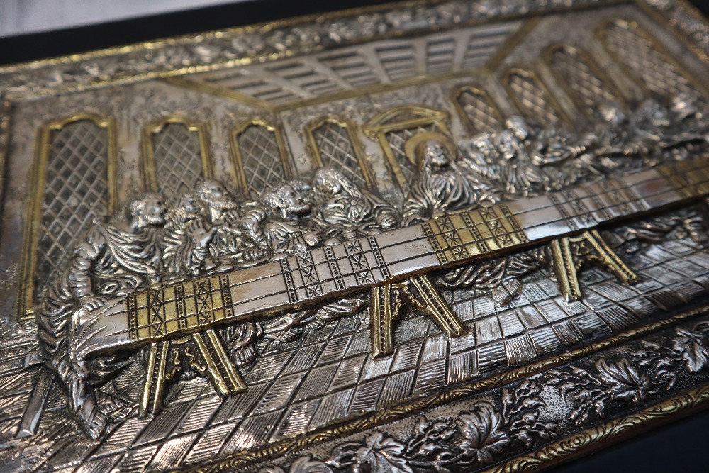 A modern silver copy of an old Byzantine Icon, depicting the last supper, marked 925, - Image 4 of 4