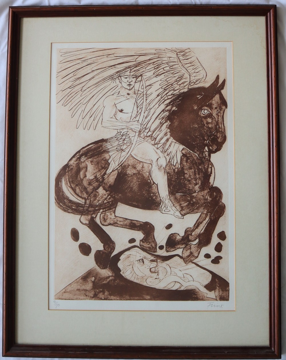 Dame Elisabeth Frink A figure with a bow on a winged horse A limited edition print No. - Image 2 of 5