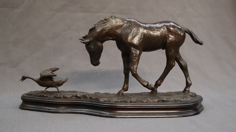 Philip Blacker A foal chasing a duck Bronze Initialled and dated '94 On a shaped wooden base 39cm - Image 5 of 8