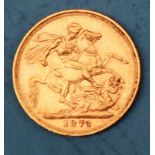 A Victorian gold sovereign dated 1873